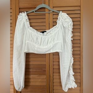 Forever 21 cropped white gingham top